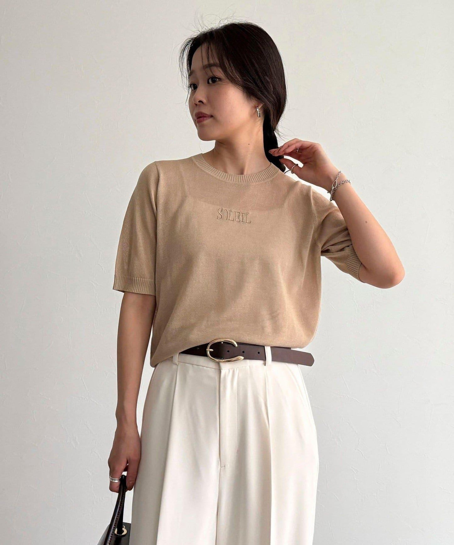 透視刺繡logo針織套頭衫