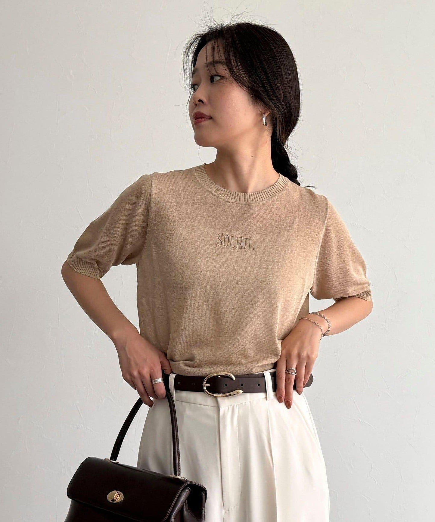 透視刺繡logo針織套頭衫