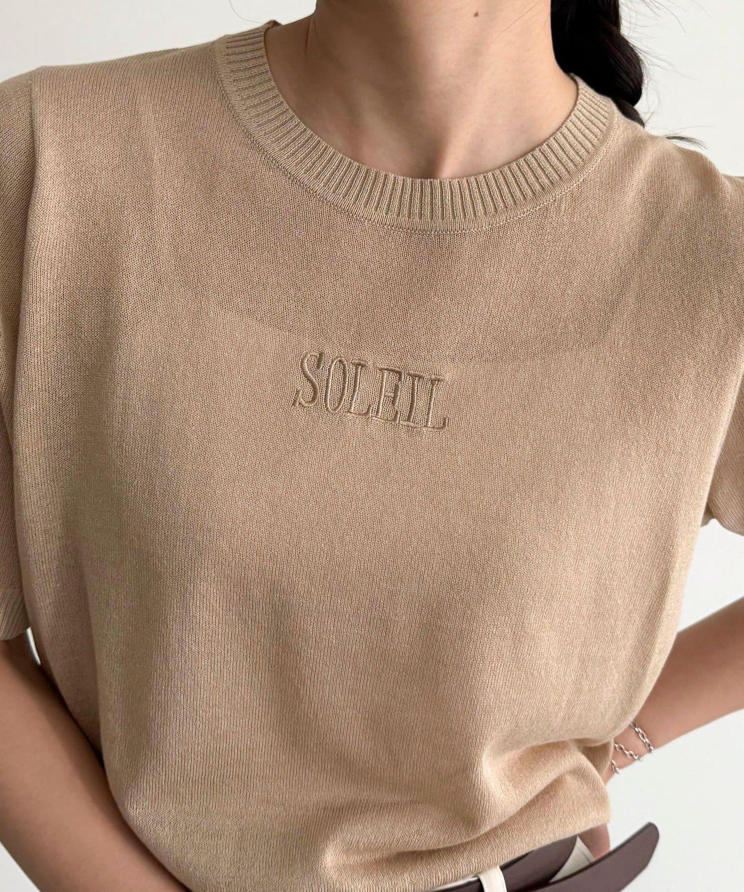 透視刺繡logo針織套頭衫