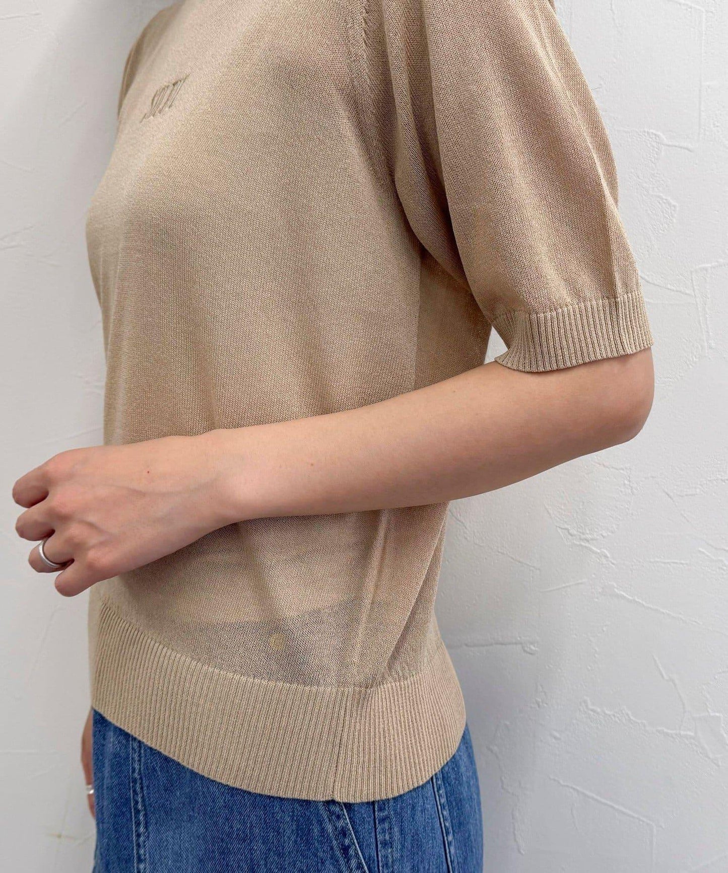 透視刺繡logo針織套頭衫