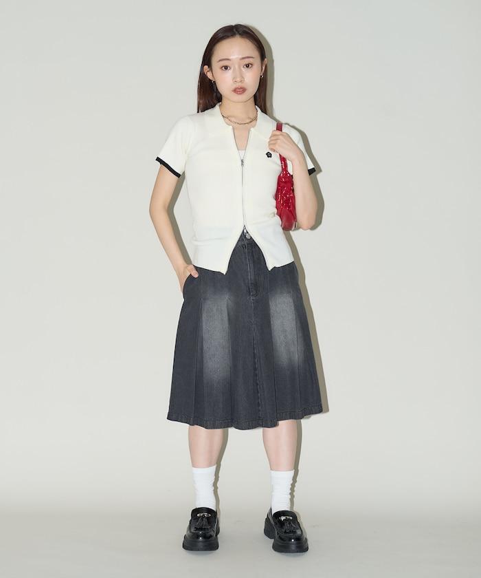 褶皺牛仔裙
