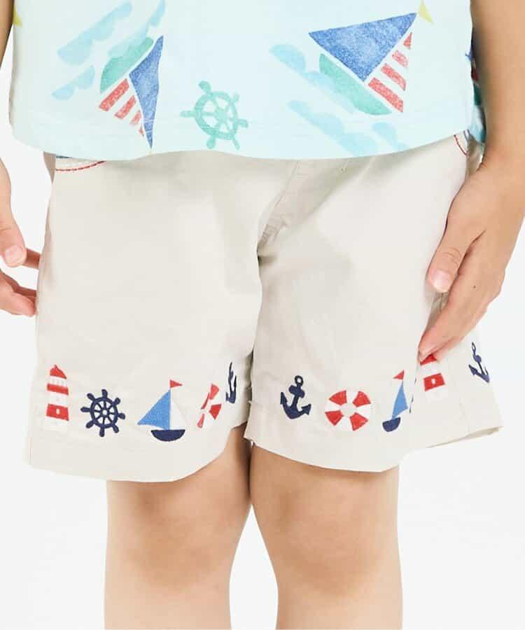 海軍刺繡褲子 4分褲