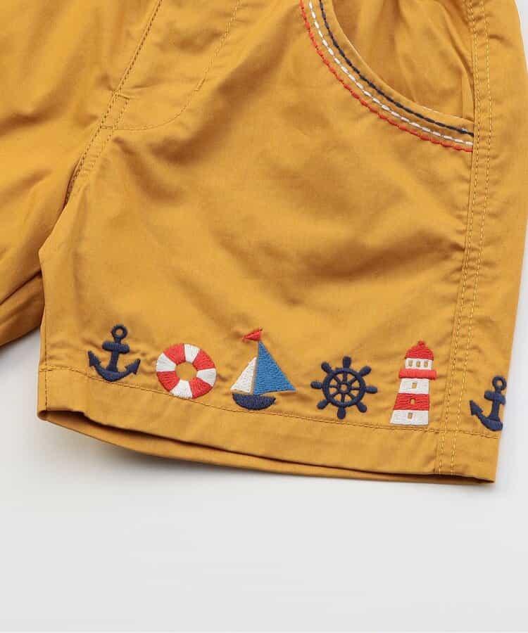 海軍刺繡褲子 4分褲