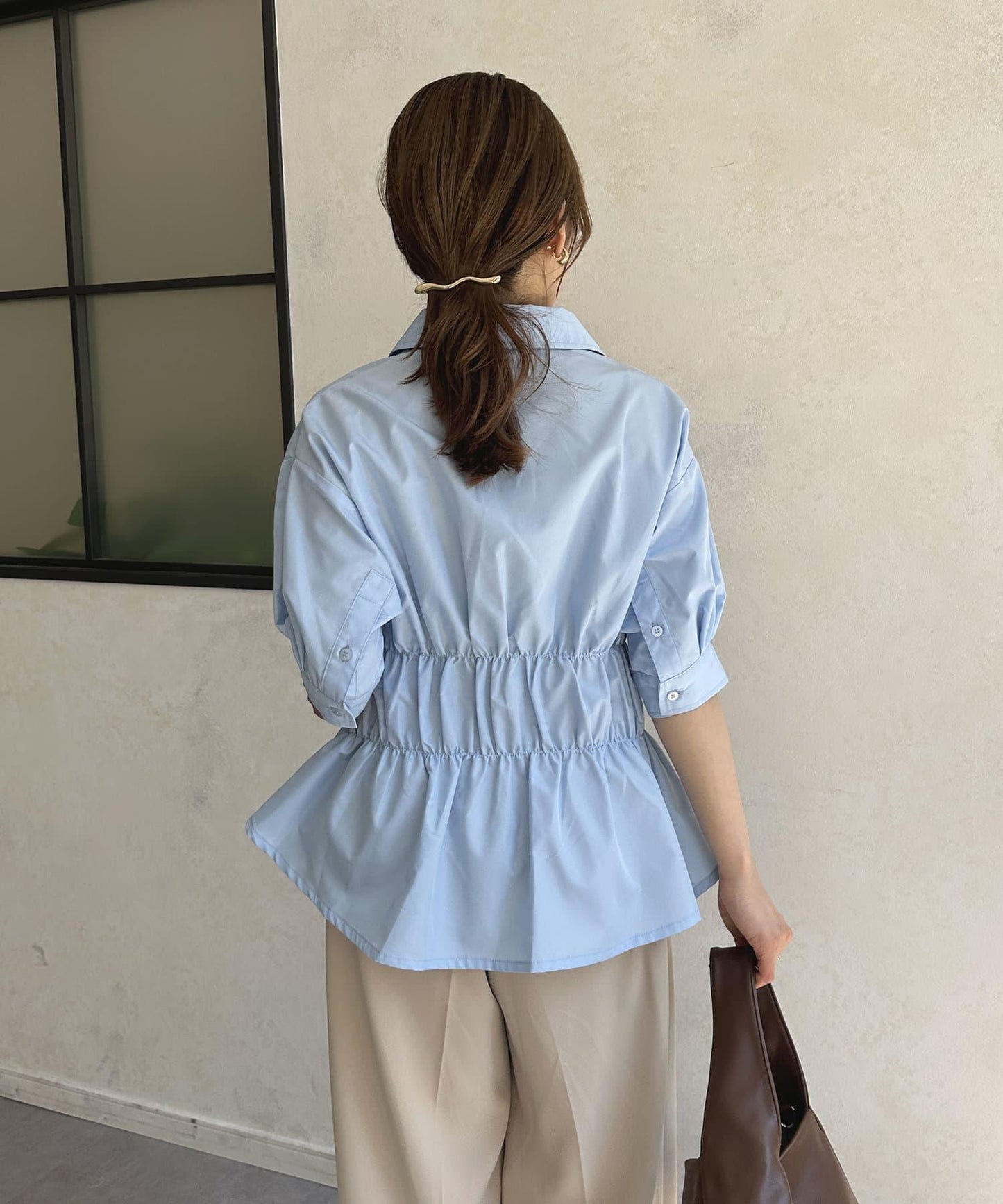 背心修身五分袖襯衫