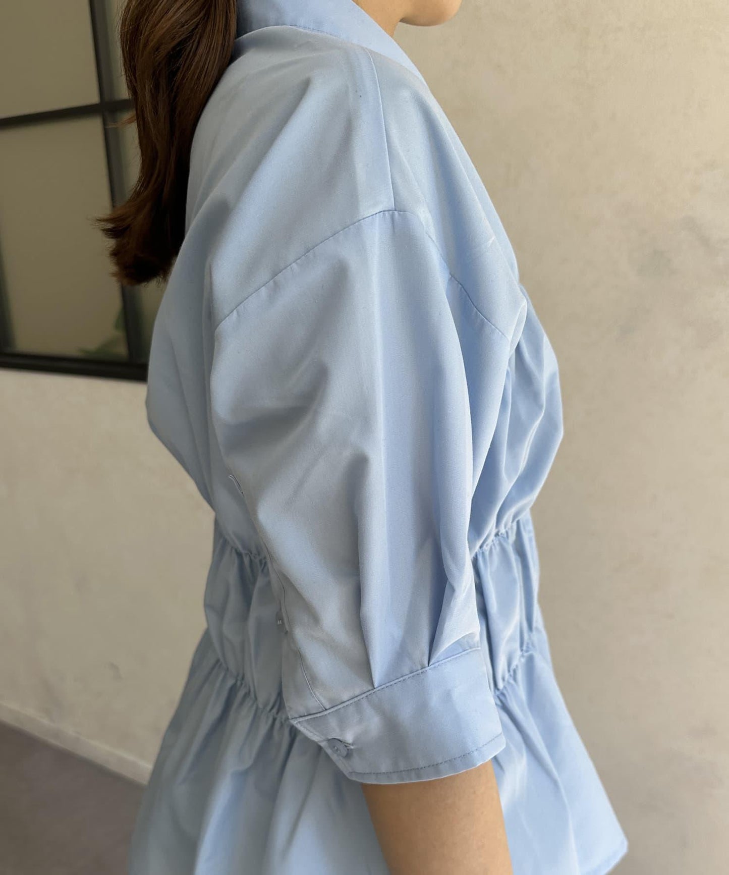 背心修身五分袖襯衫