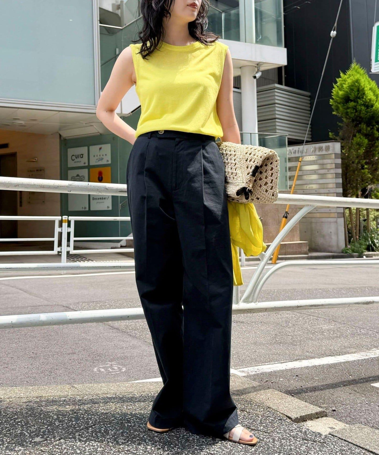 亞麻混無袖針織套頭衫