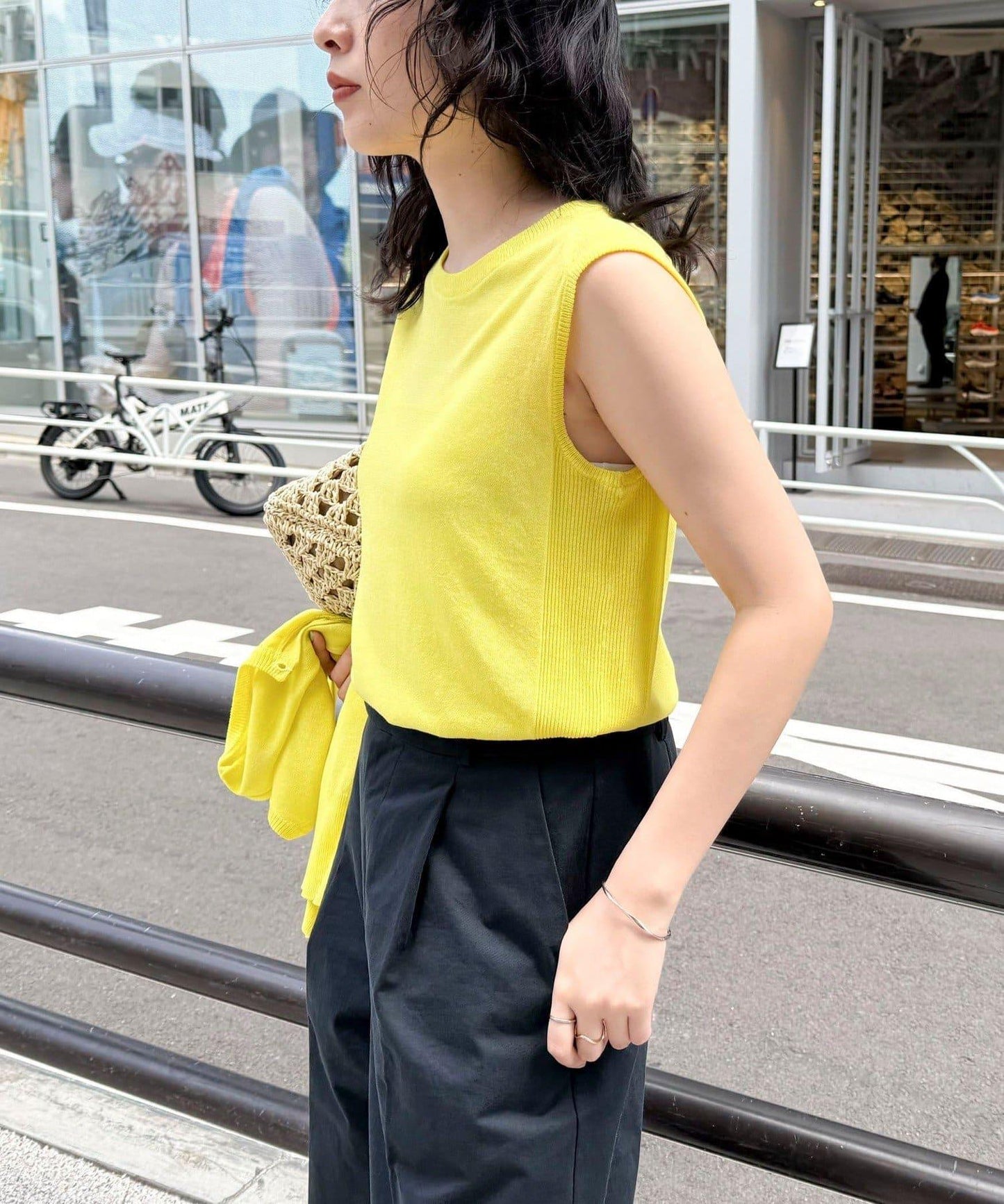 亞麻混無袖針織套頭衫