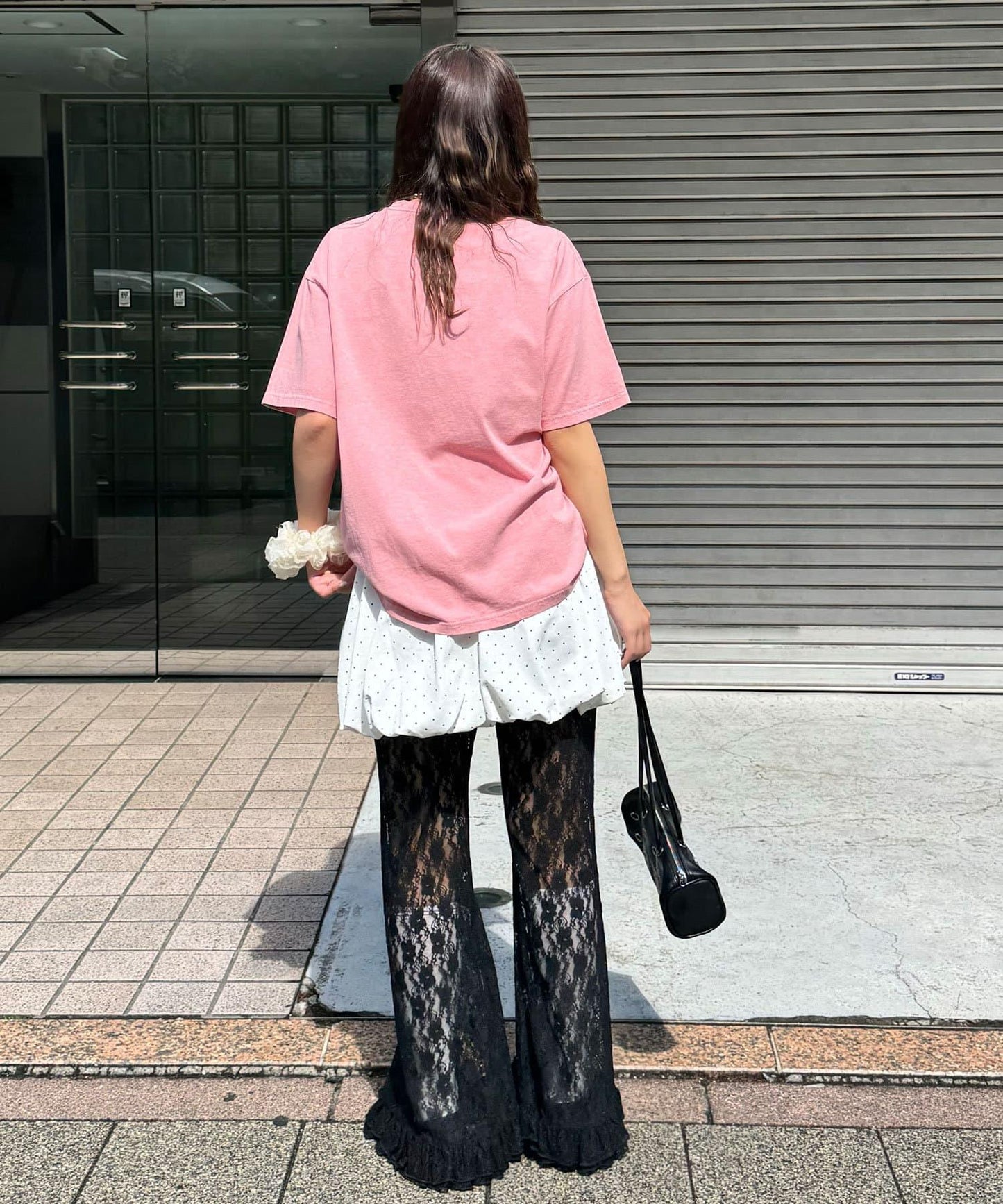 蕾絲荷葉邊疊層喇叭褲