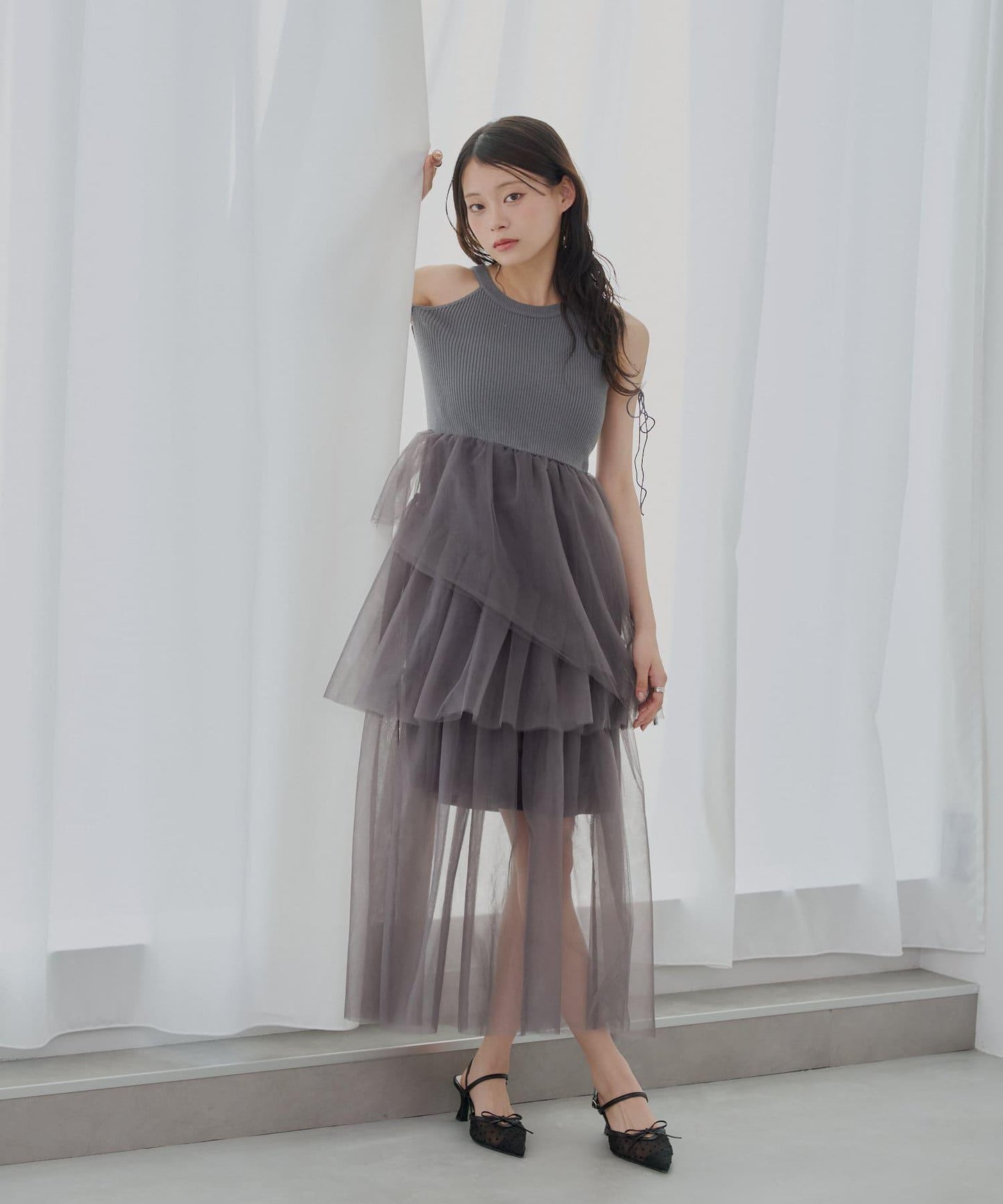 【SALON by Chico】透明絲帶尖頭穆勒