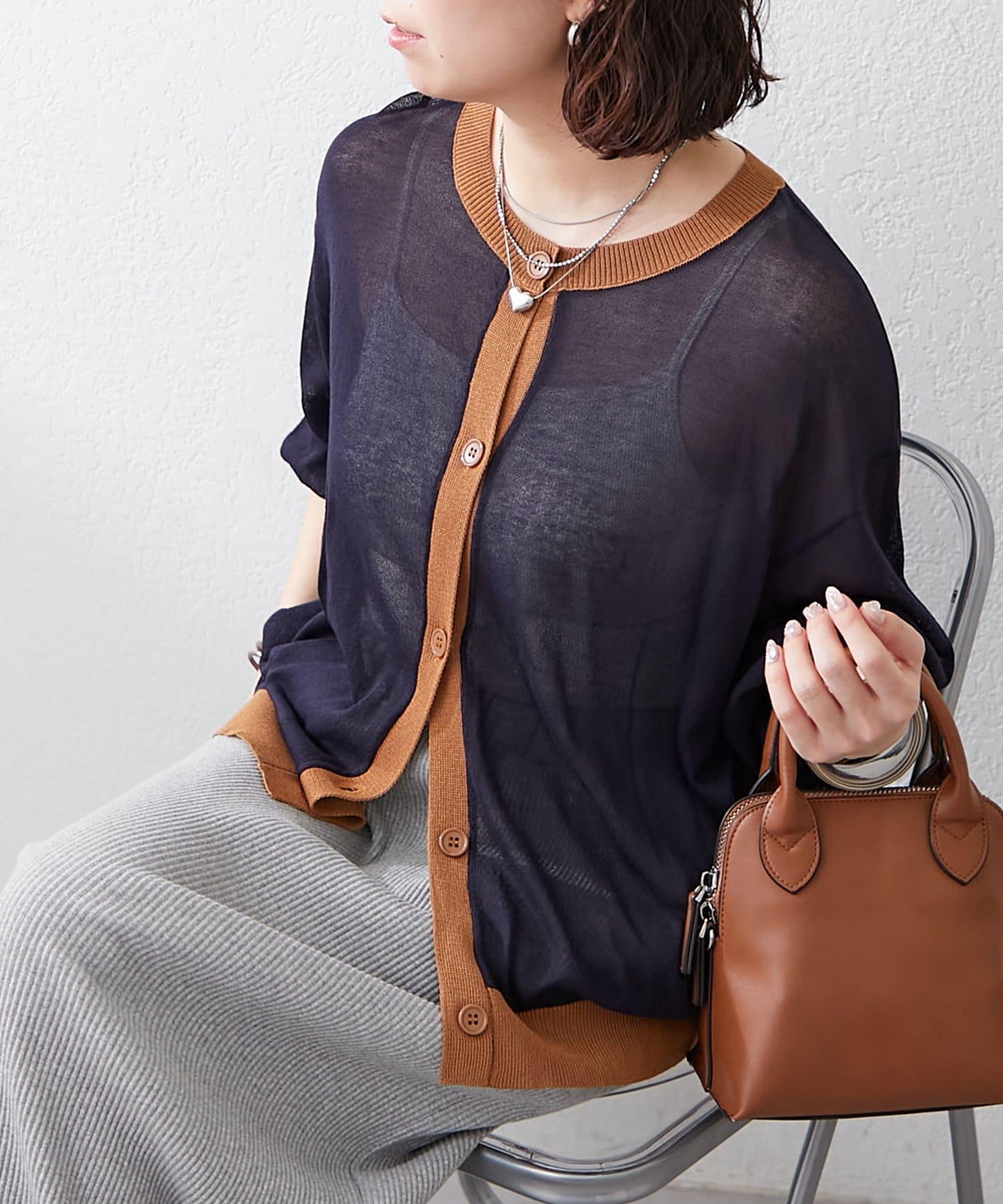 【@kana__18s精選】配色透明針織開衫