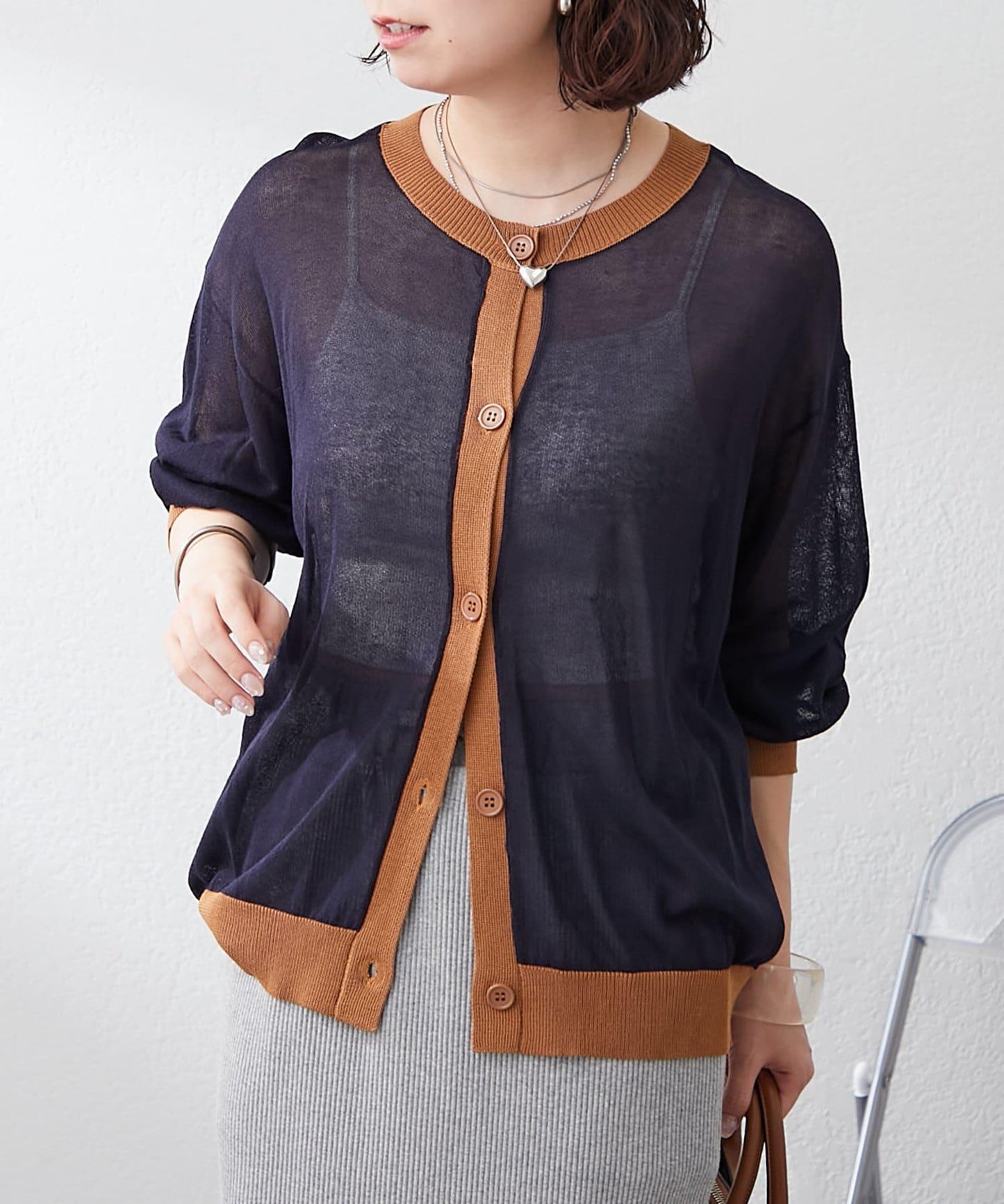 【@kana__18s精選】配色透明針織開衫