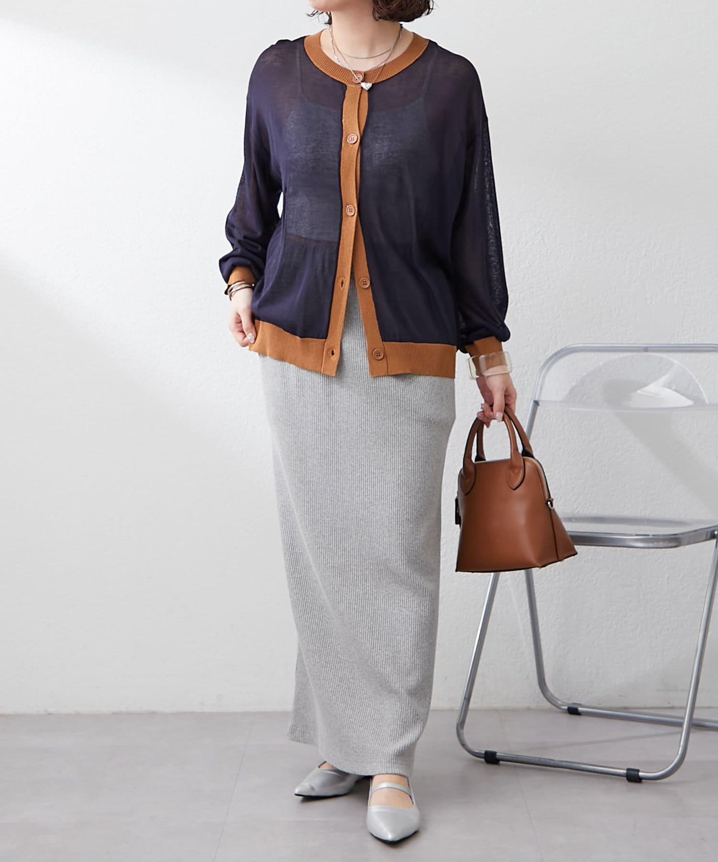 【@kana__18s精選】配色透明針織開衫