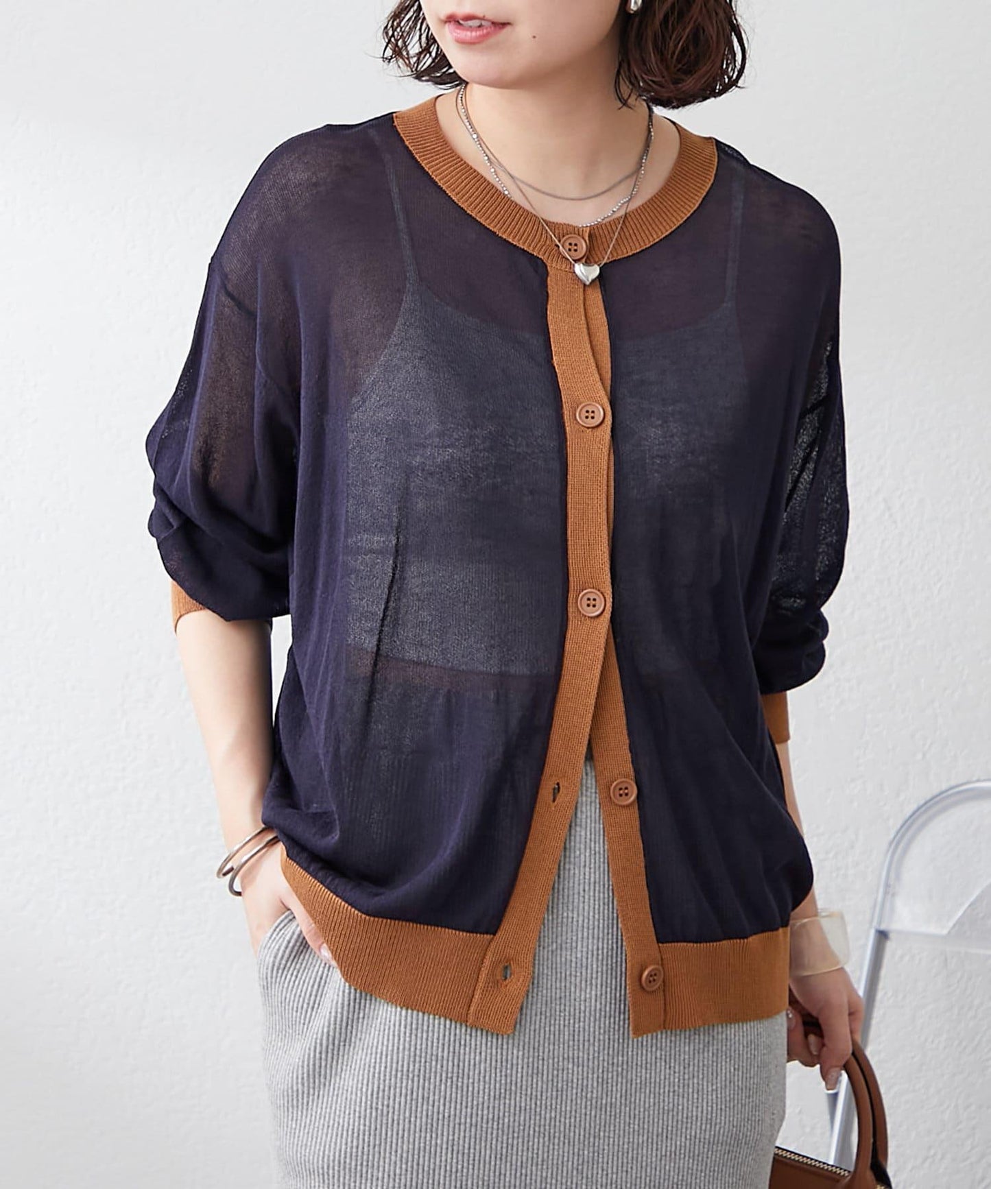 【@kana__18s精選】配色透明針織開衫