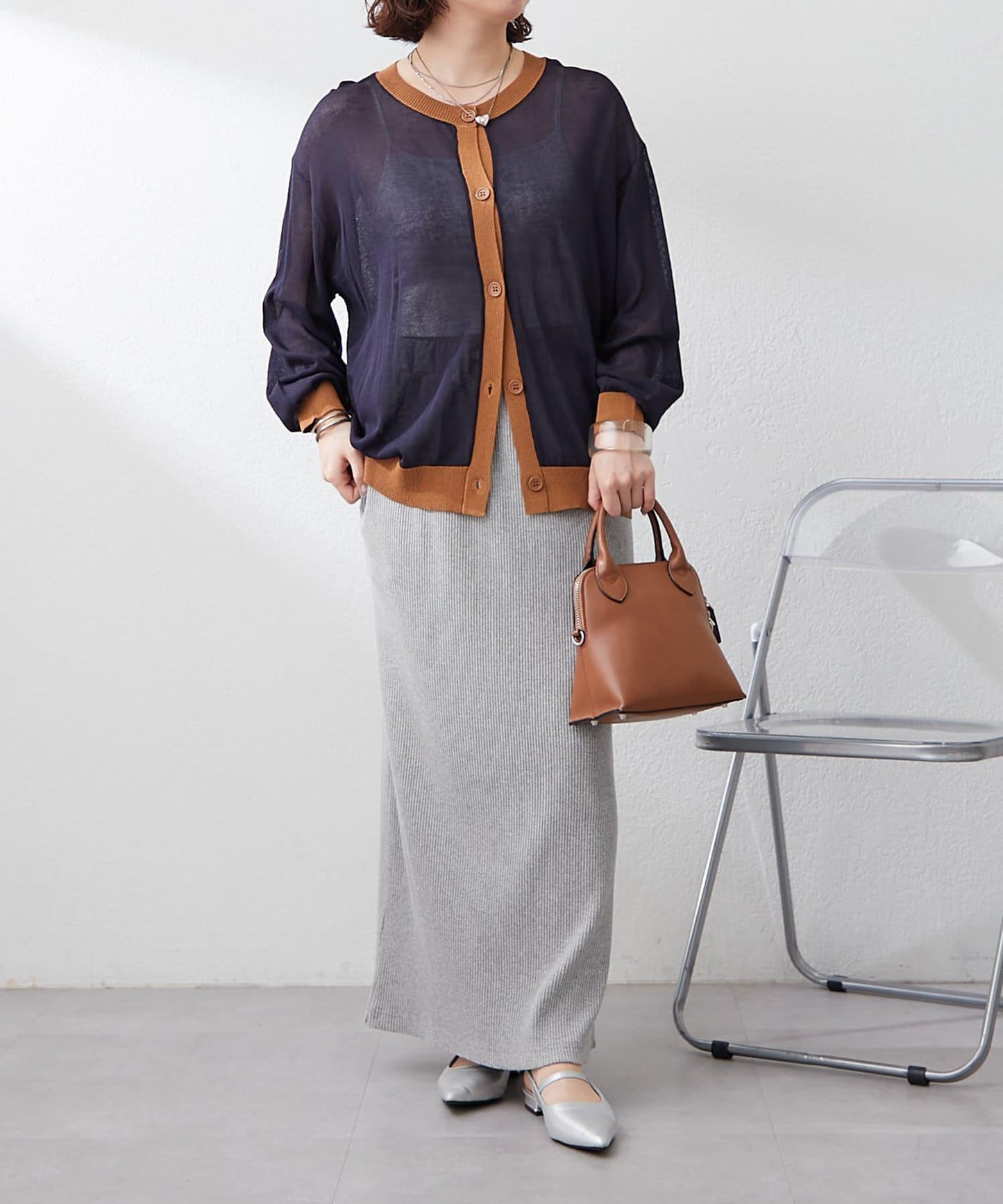 【@kana__18s精選】配色透明針織開衫