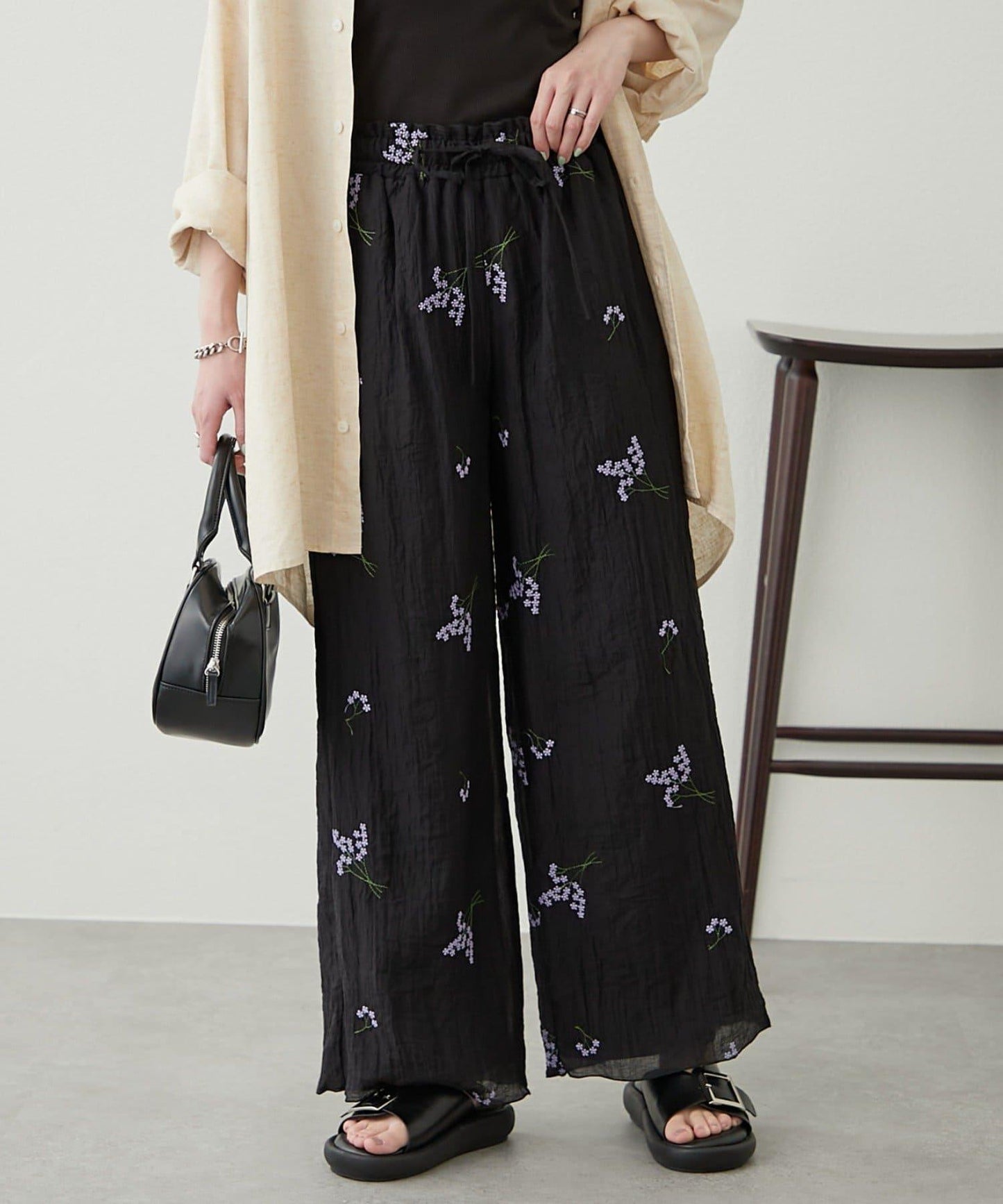 【柳樹】刺繡休閒褲