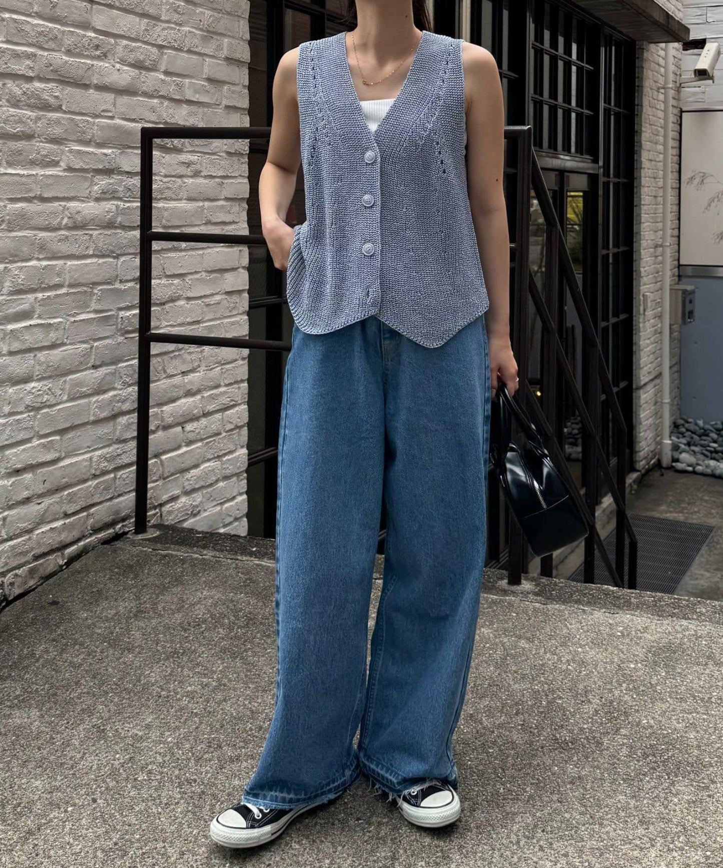 【柳樹】和紙質感針織馬甲