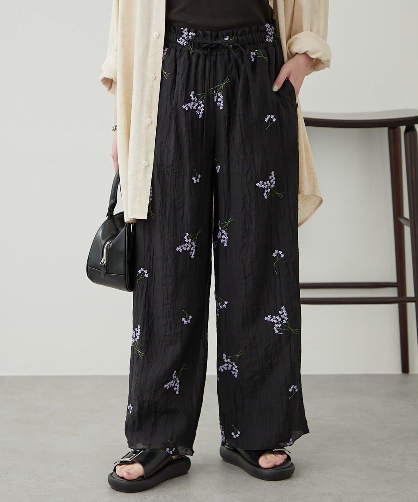 【柳樹】刺繡休閒褲