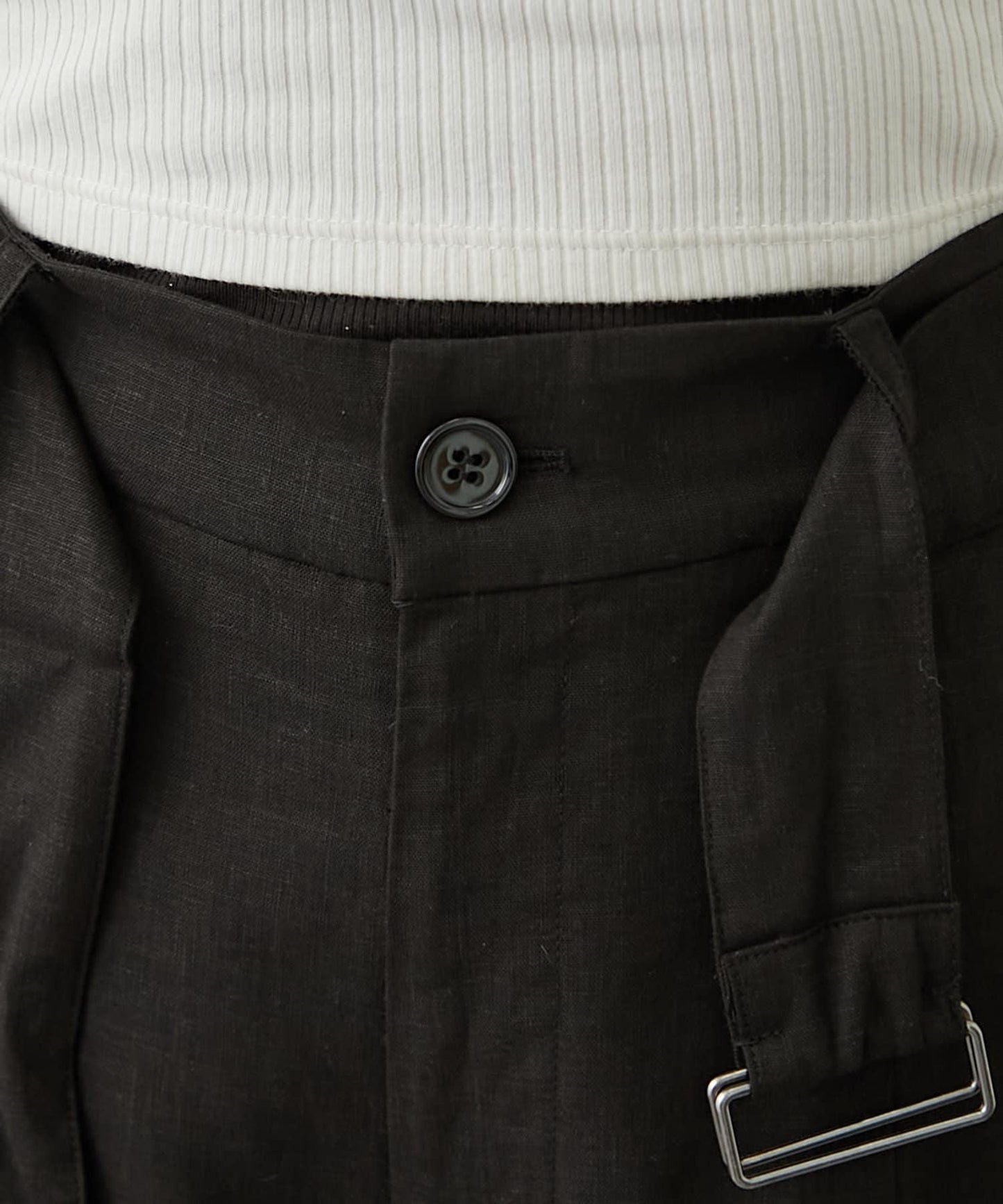 【柳樹】亞麻混紡帶腰帶的短褲