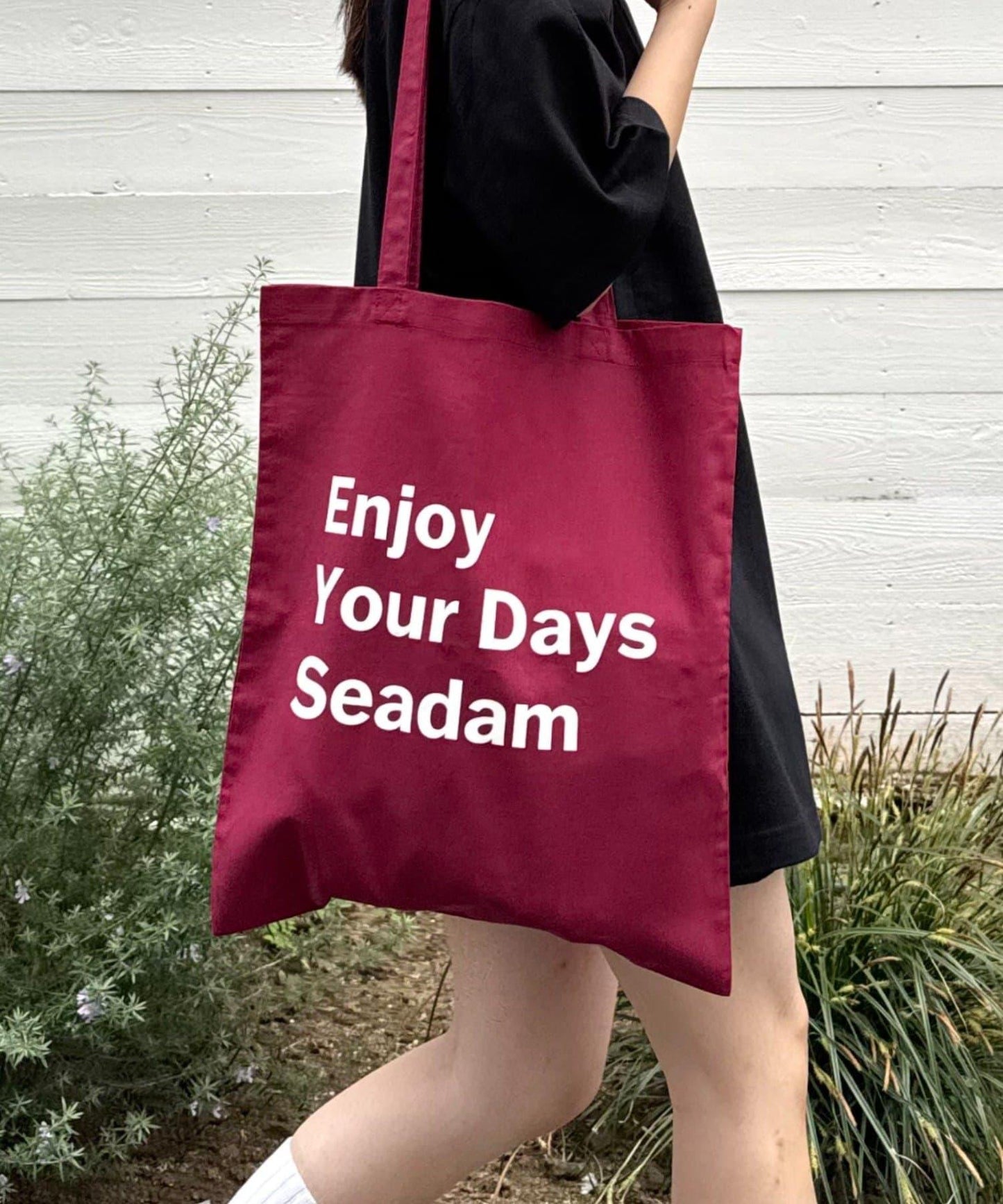 【SEADAM】〈男女通用〉信息印花手提包
