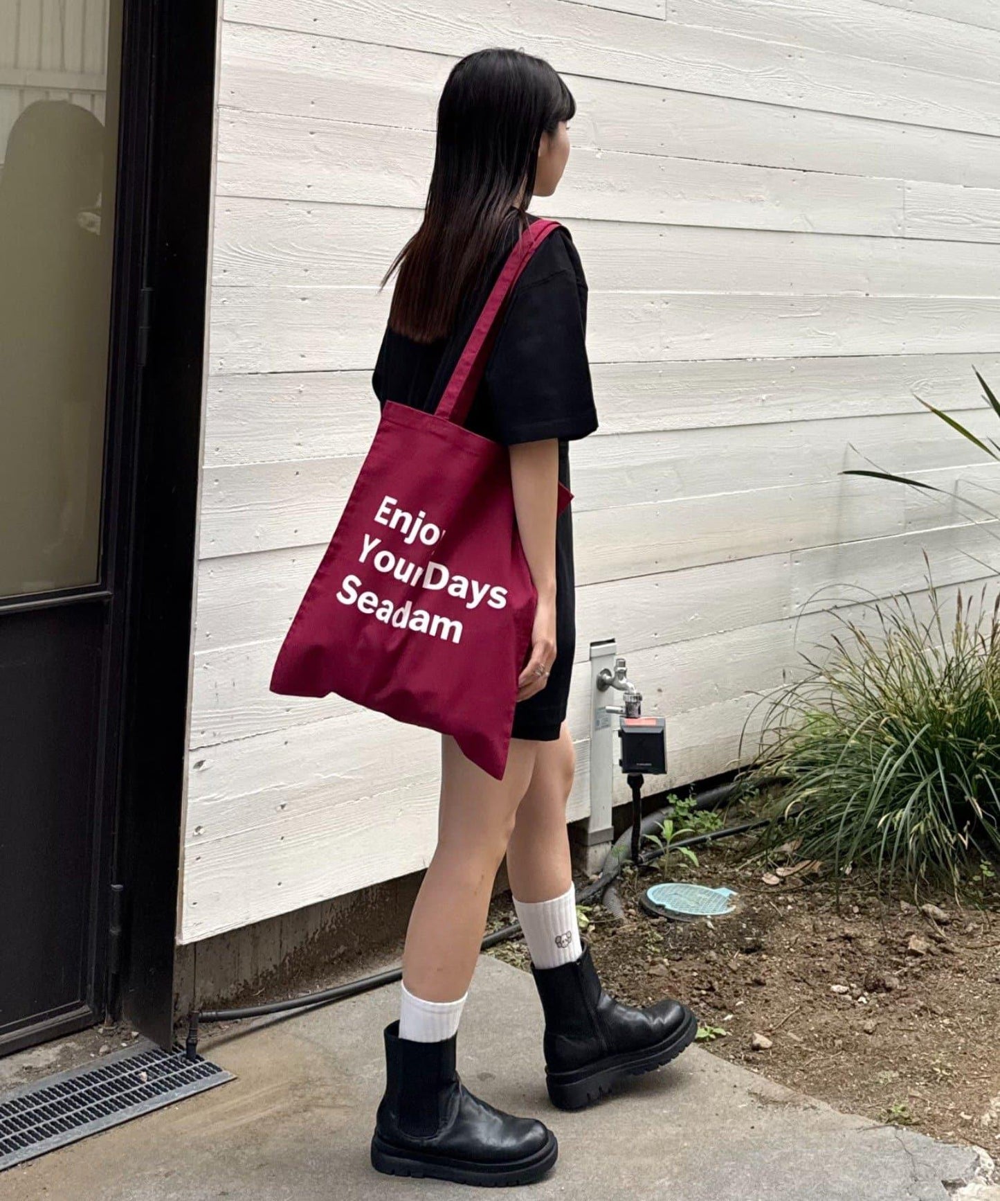 【SEADAM】〈男女通用〉信息印花手提包