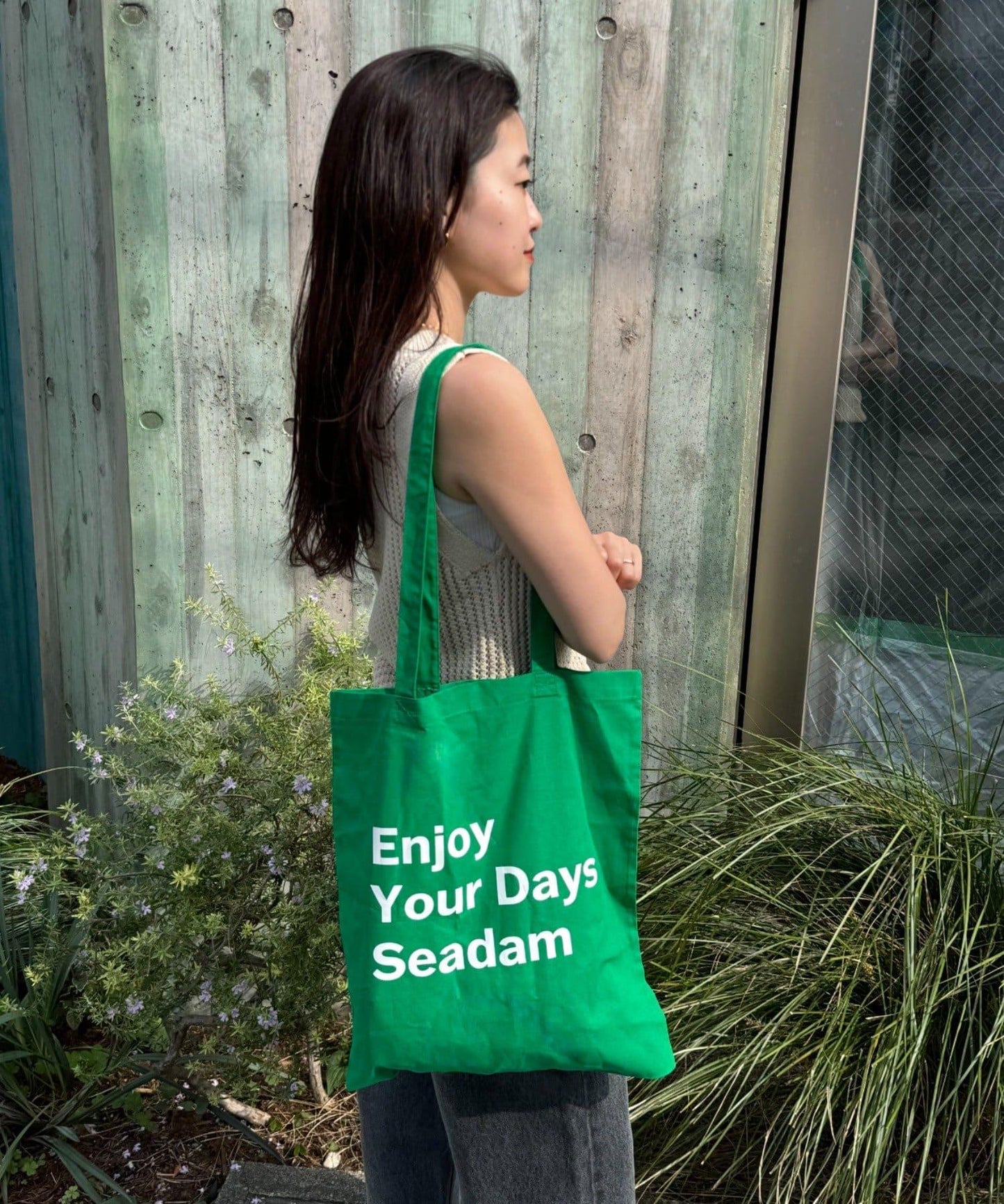 【SEADAM】〈男女通用〉信息印花手提包