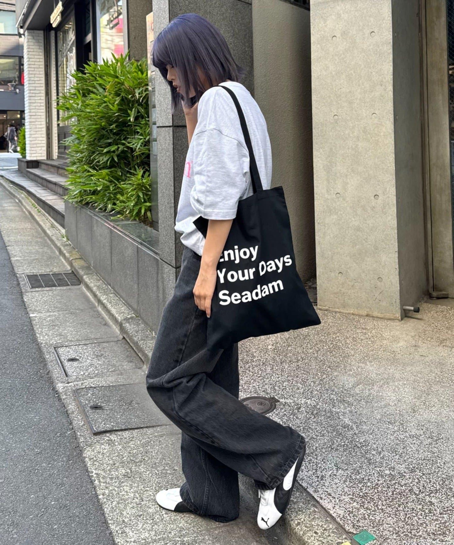 【SEADAM】〈男女通用〉信息印花手提包
