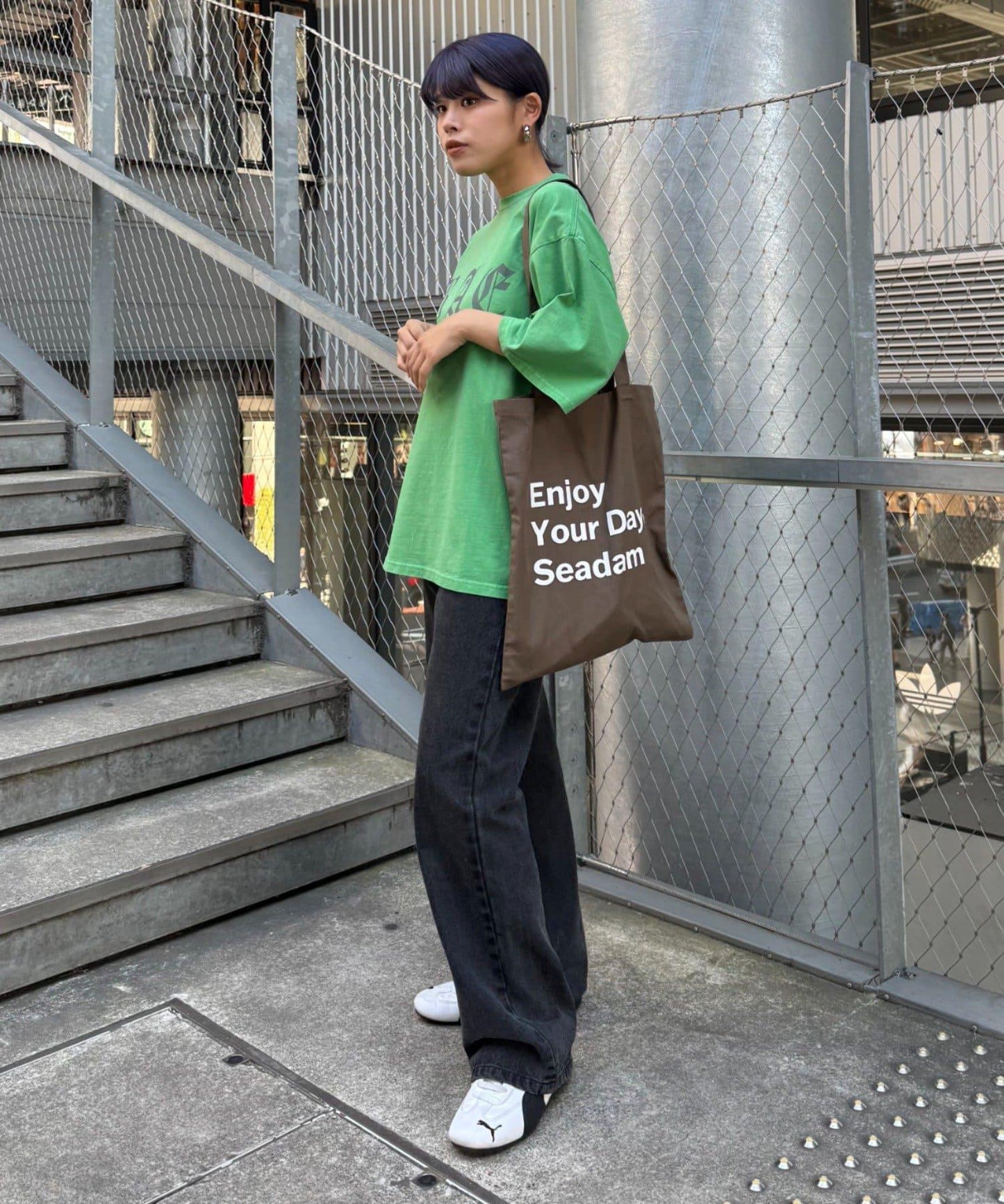 【SEADAM】〈男女通用〉信息印花手提包