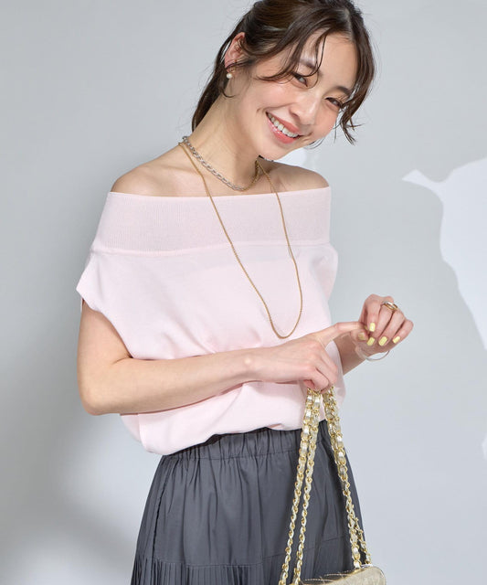 【最強美人效果】冷感防曬露肩法式針織衫