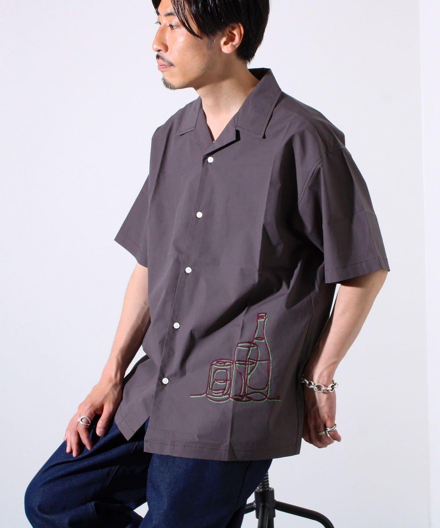 【GLOSTER】棉布洋裝 雞尾酒刺繡 開領襯衫