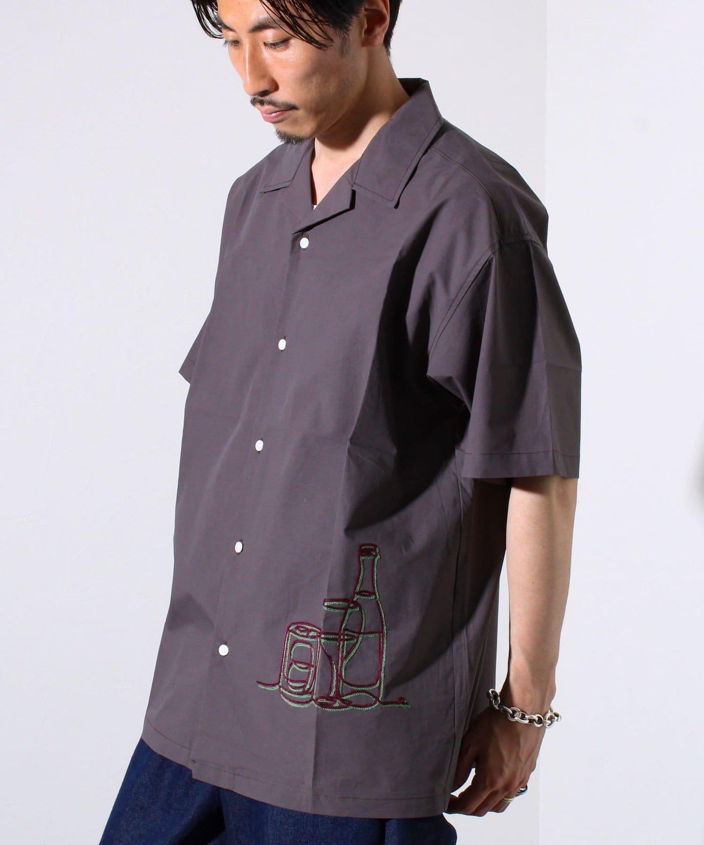 【GLOSTER】棉布洋裝 雞尾酒刺繡 開領襯衫