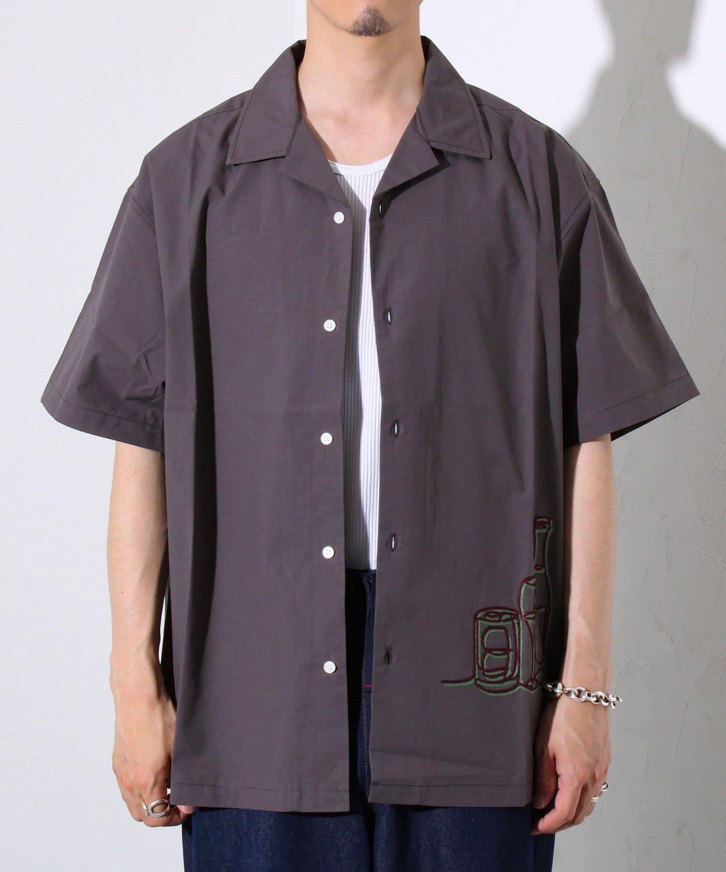 【GLOSTER】棉布洋裝 雞尾酒刺繡 開領襯衫