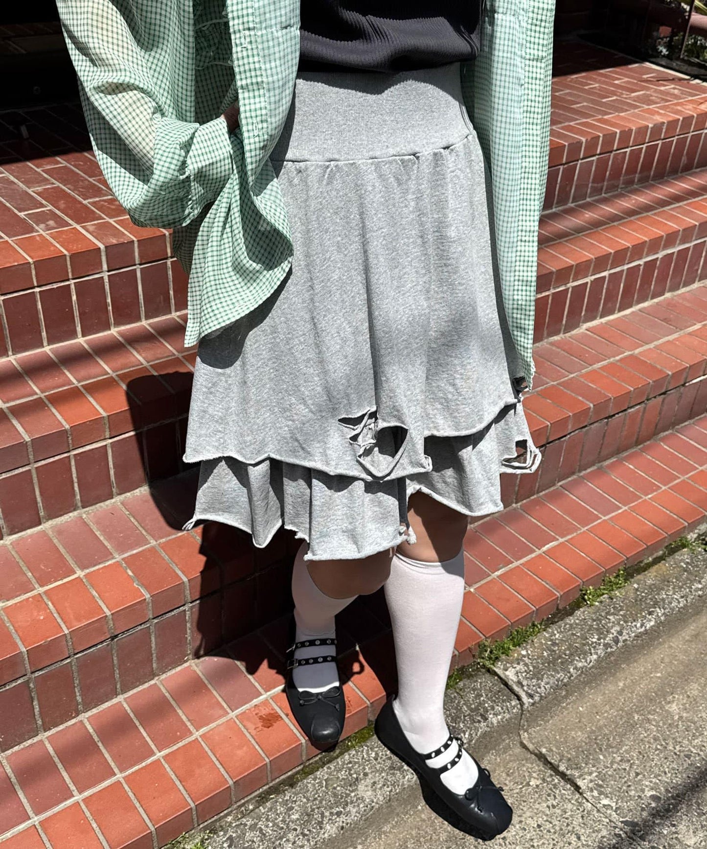 色素沉著損傷層疊迷你裙