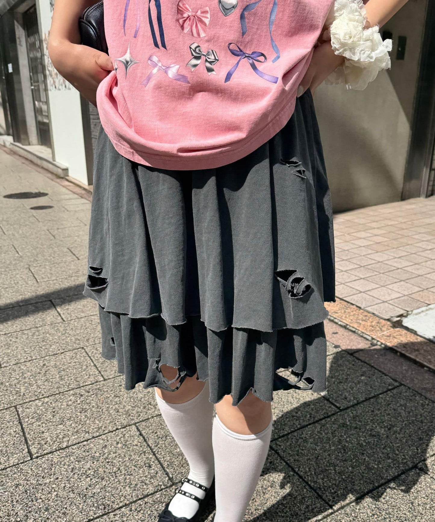 色素沉著損傷層疊迷你裙