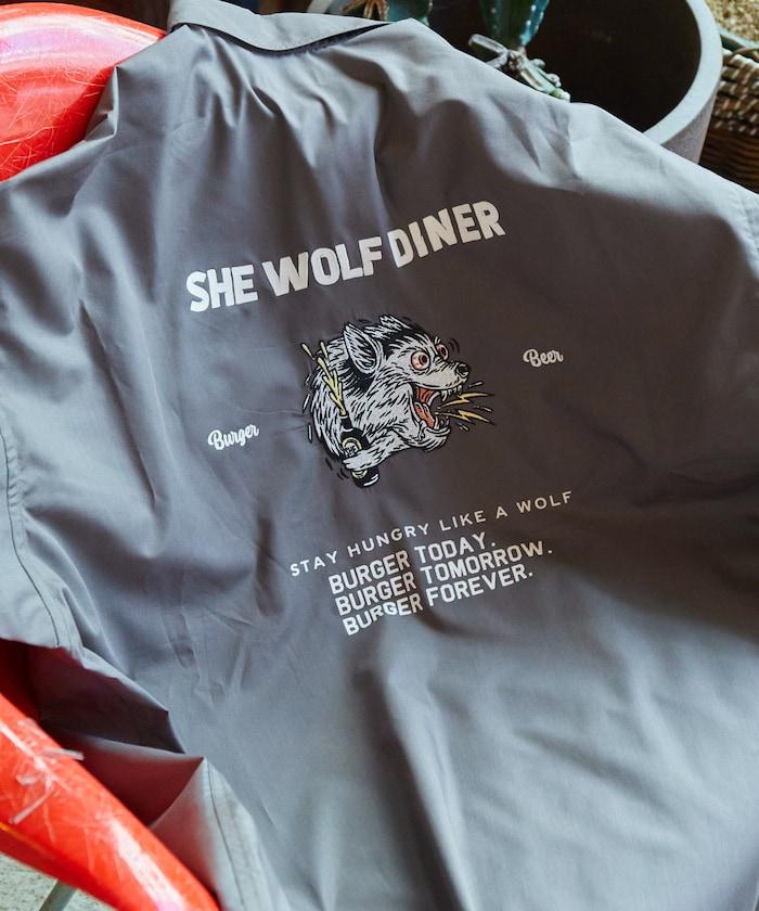 SHE WOLF DINER×FREAK'S STORE/海狼餐廳 寬鬆設計 刺繡 短袖 襯衫