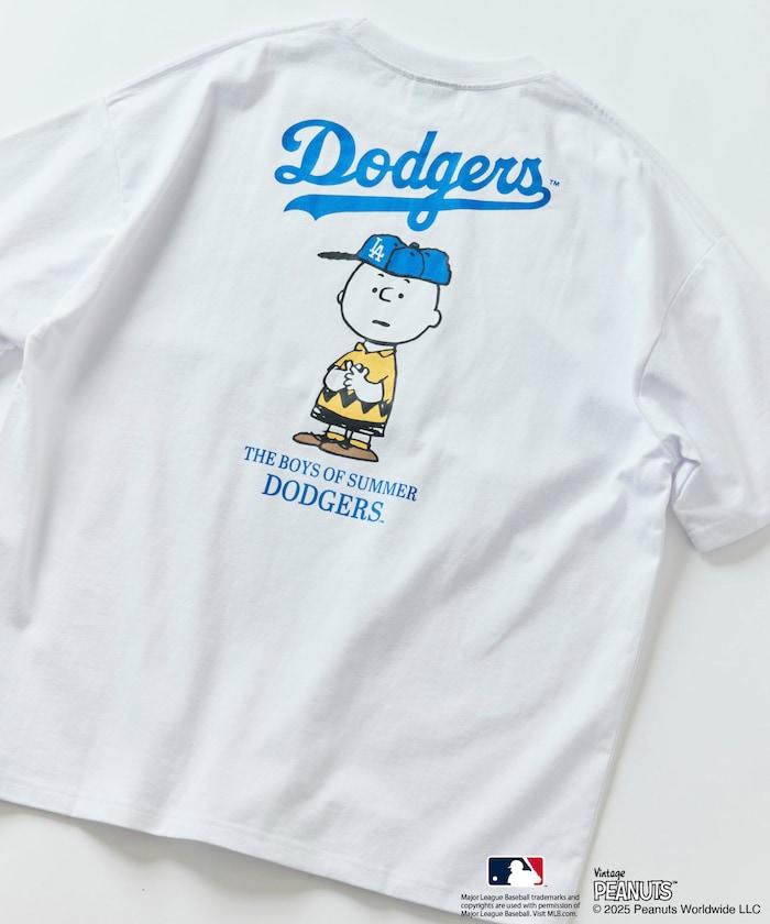 《花生漫畫》×MLB 聯名 大尺寸 背面印花 T恤 / 道奇隊