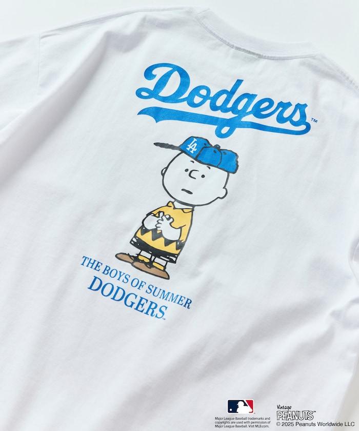 《花生漫畫》×MLB 聯名 大尺寸 背面印花 T恤 / 道奇隊