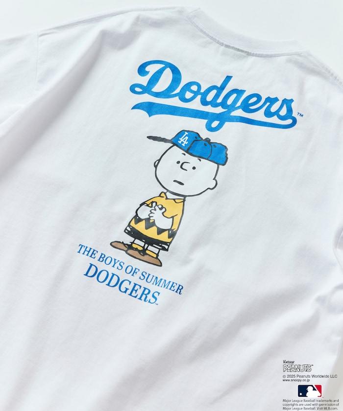 《花生漫畫》×MLB 聯名 大尺寸 背面印花 T恤 / 道奇隊