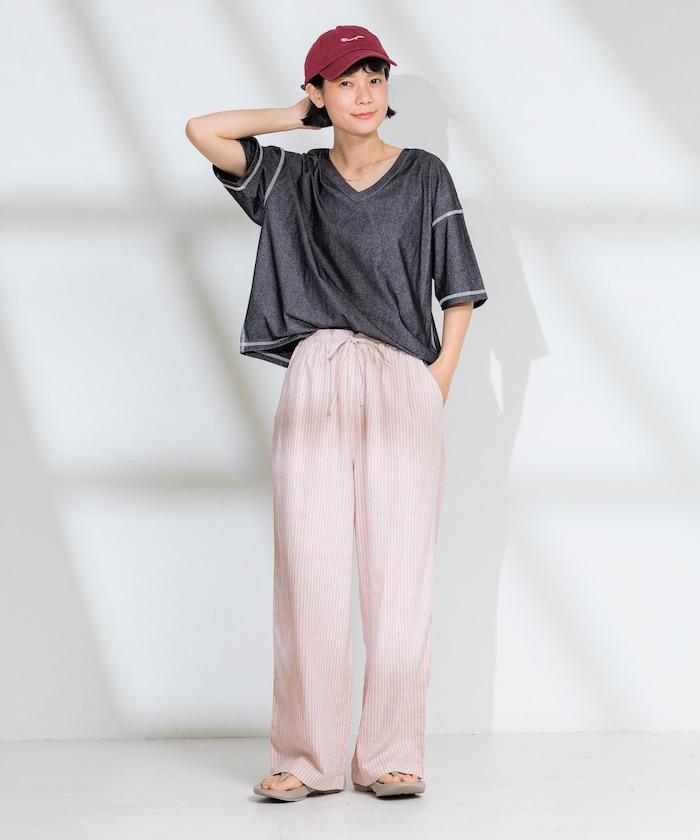 亞麻混紡 寬鬆 休閒褲<可搭配套裝>