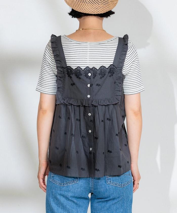 印度 配色拼接刺繡 2WAY吊帶連衣裙