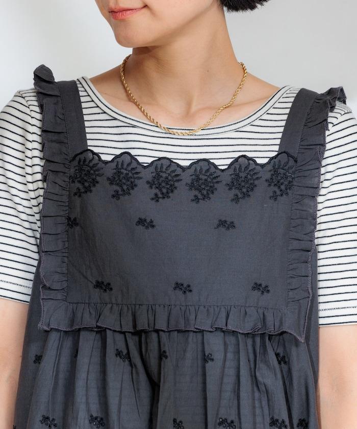 印度 配色拼接刺繡 2WAY吊帶連衣裙