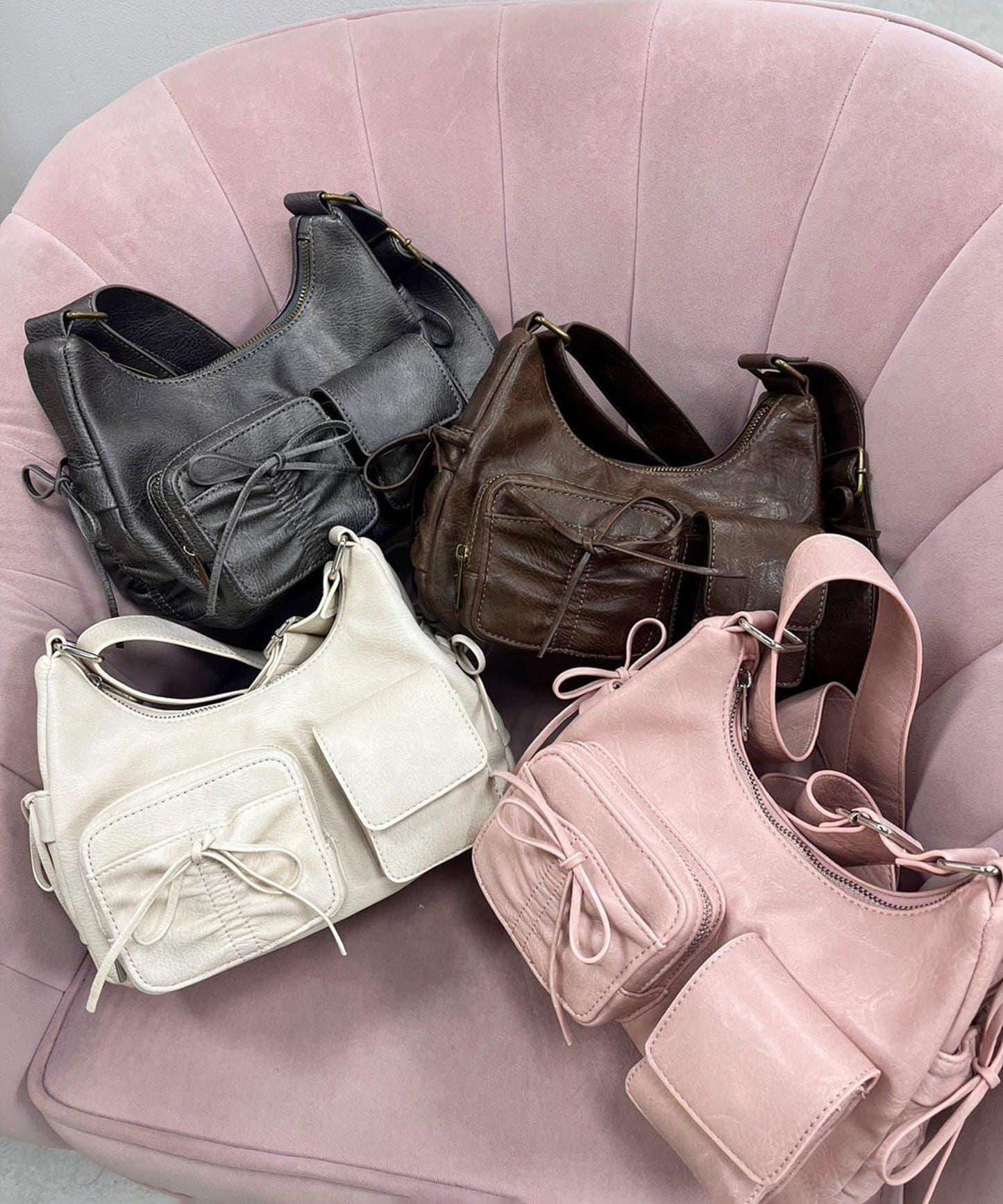 【/復刻】腰部口袋帶蝴蝶結單肩包