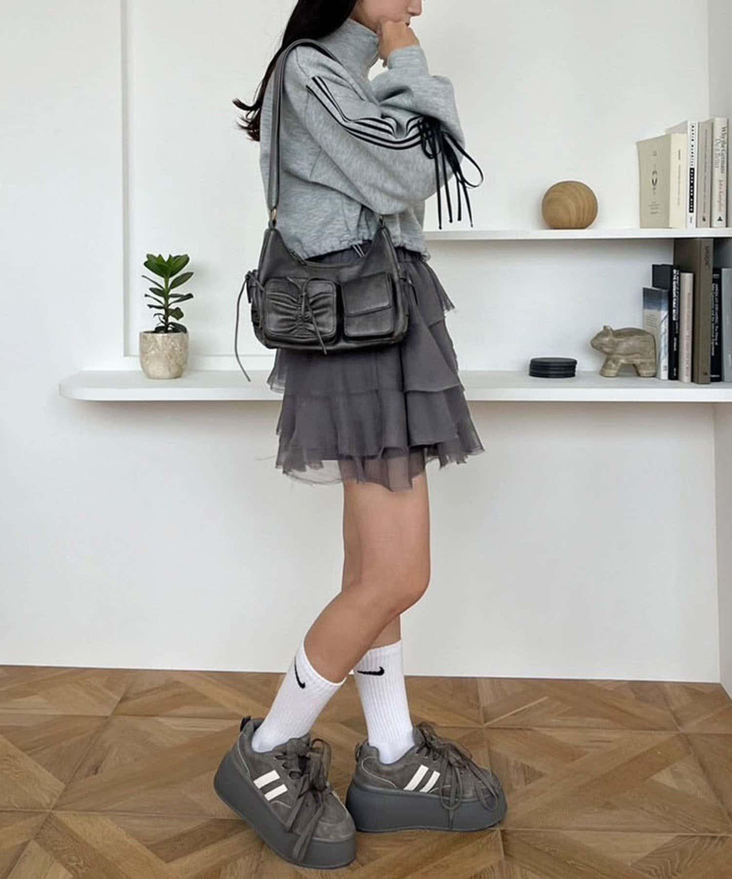 【/復刻】腰部口袋帶蝴蝶結單肩包