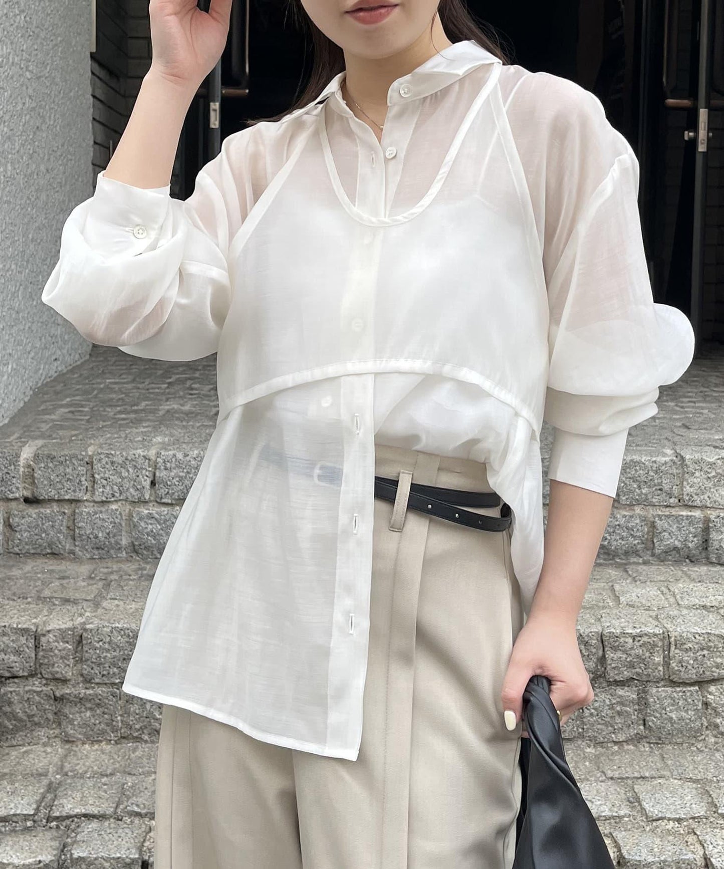 背心套裝透視襯衫