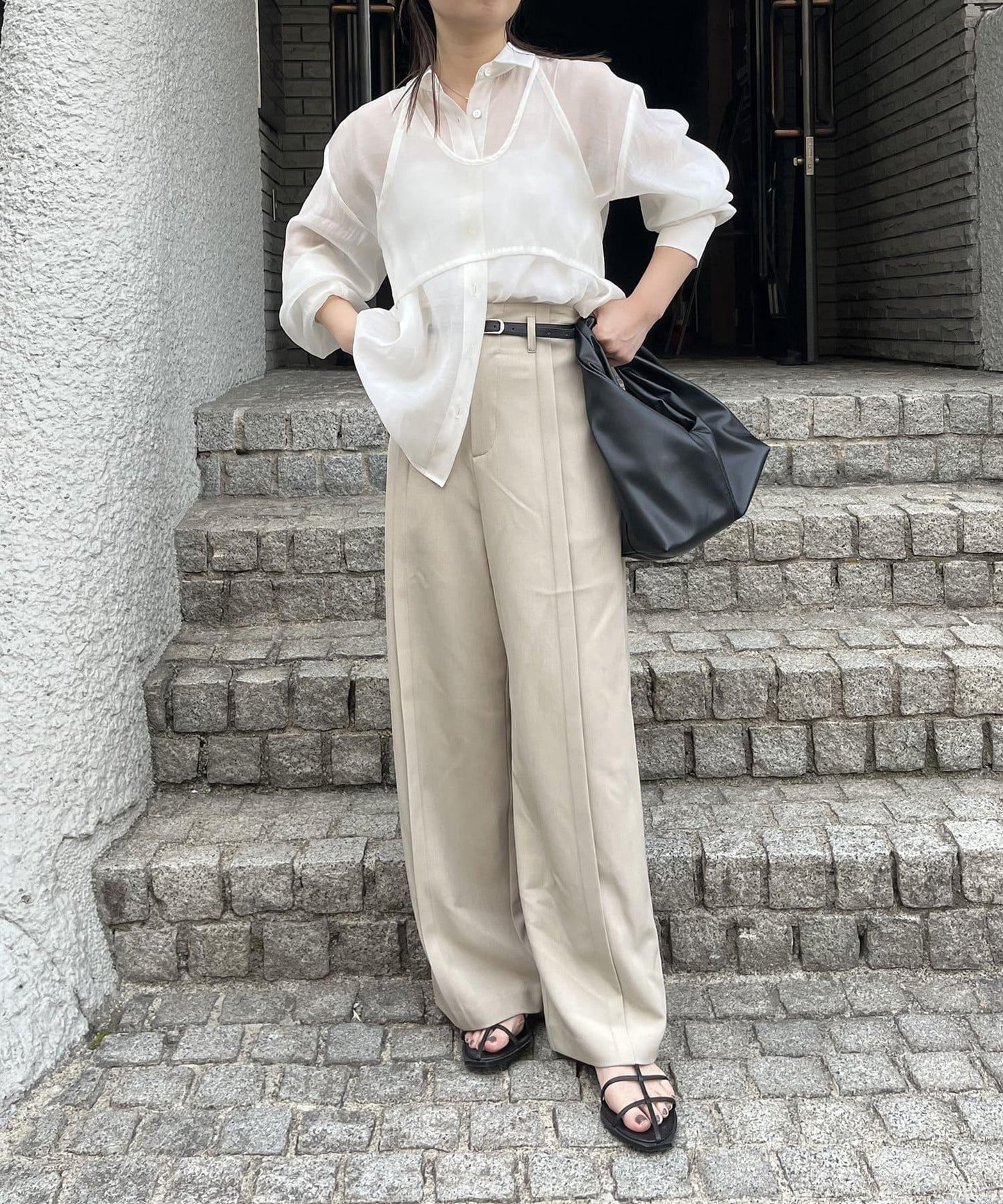 背心套裝透視襯衫