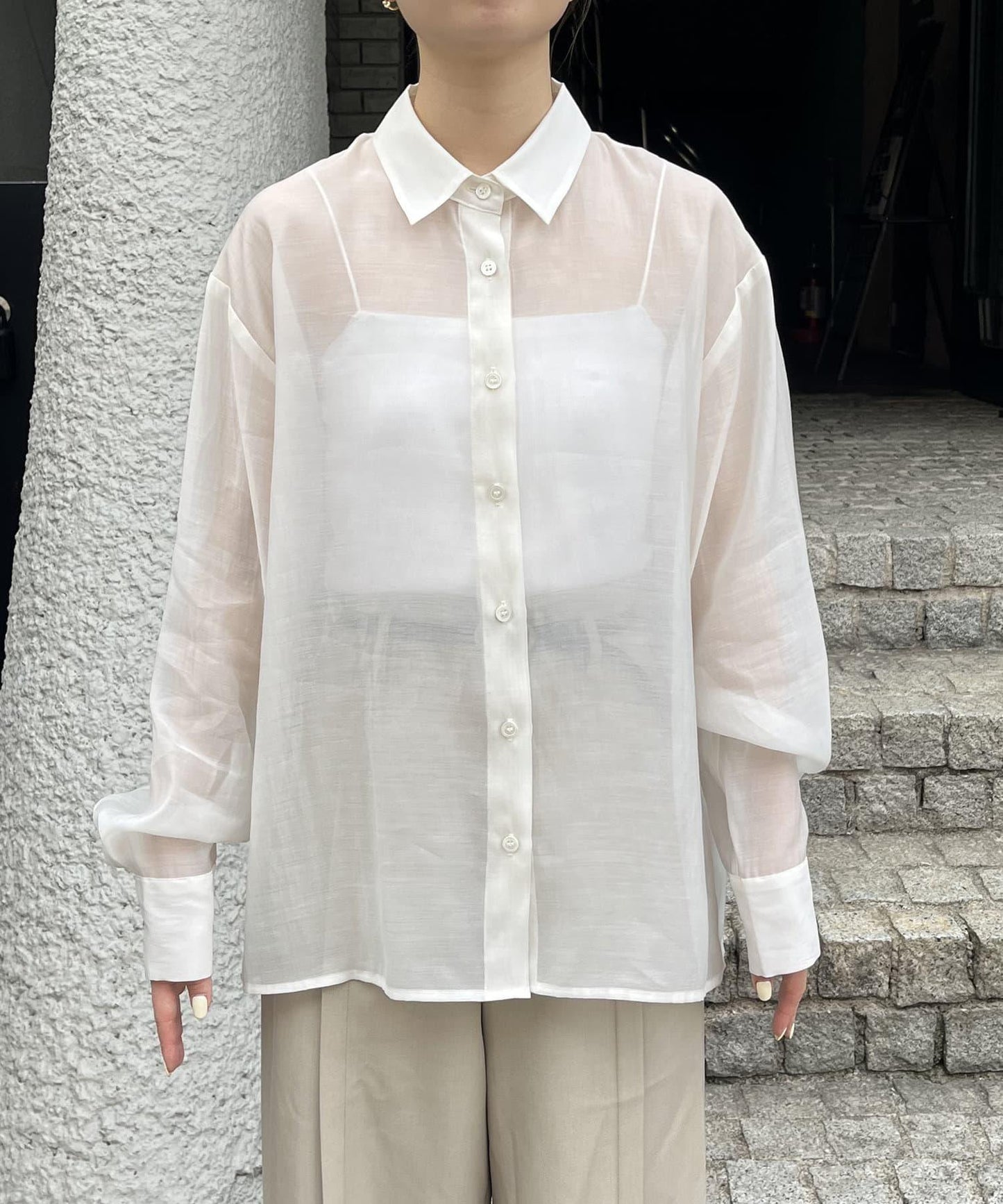 背心套裝透視襯衫