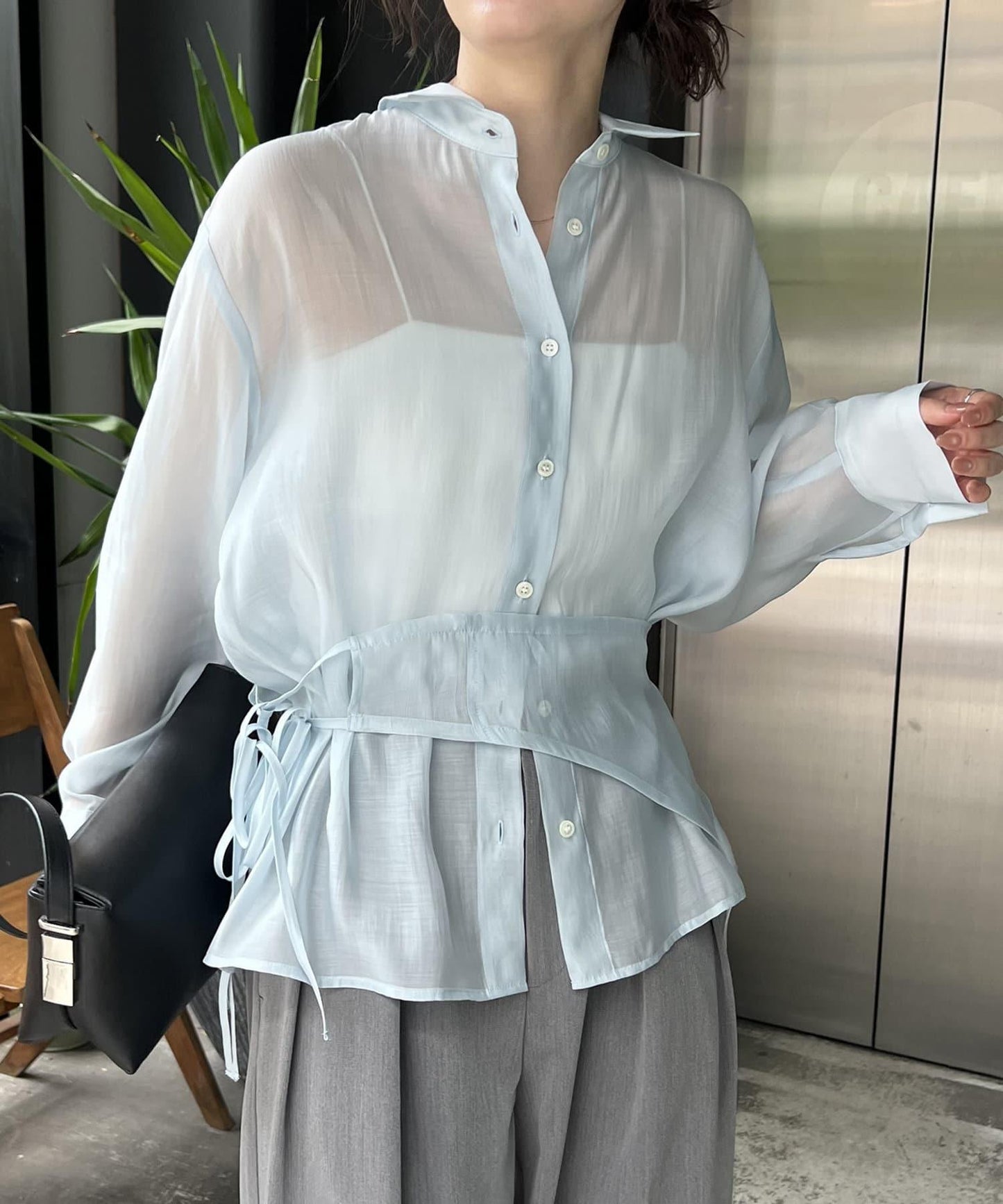 背心套裝透視襯衫