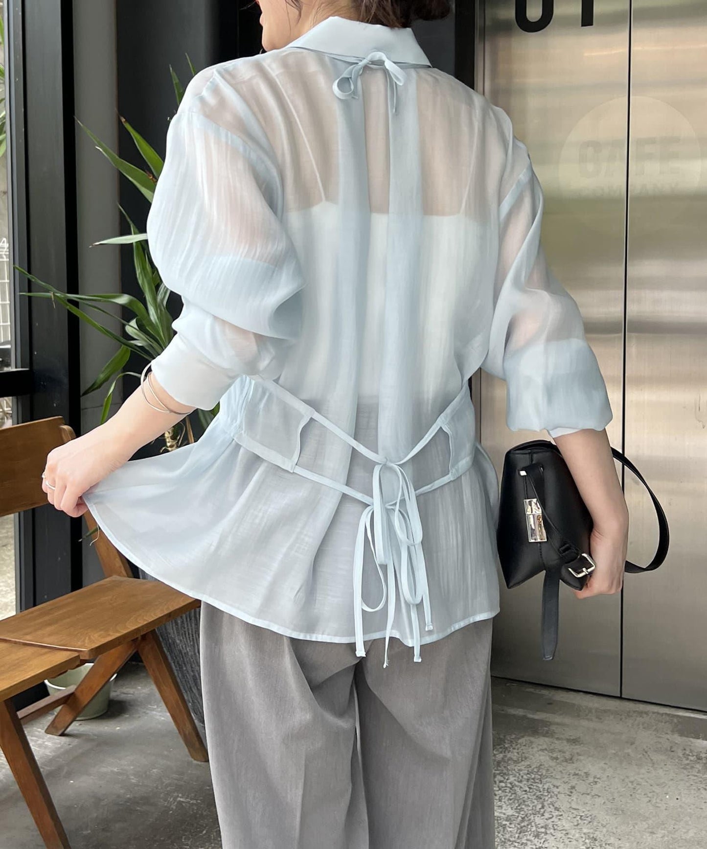 背心套裝透視襯衫