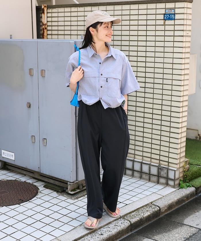 <接觸冷感> 夏季 粘合 曲線寬鬆褲