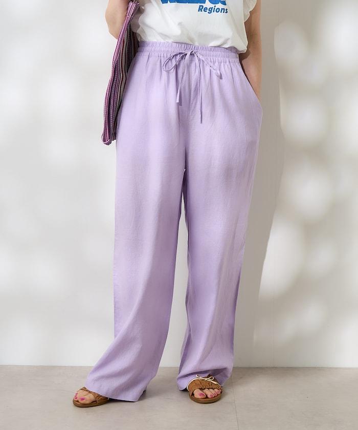 亞麻混紡 寬鬆 休閒褲<可搭配套裝>