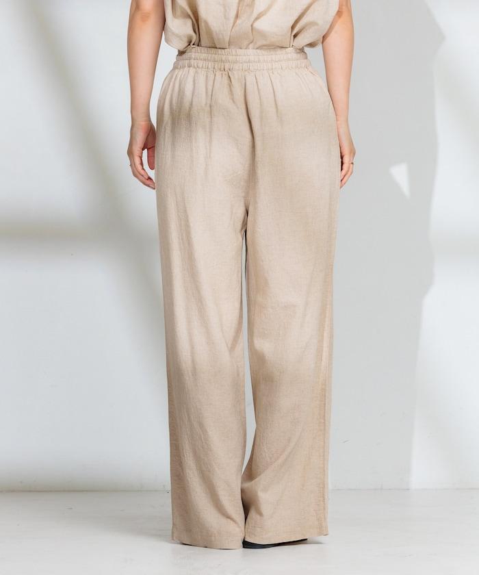 亞麻混紡 寬鬆 休閒褲<可搭配套裝>